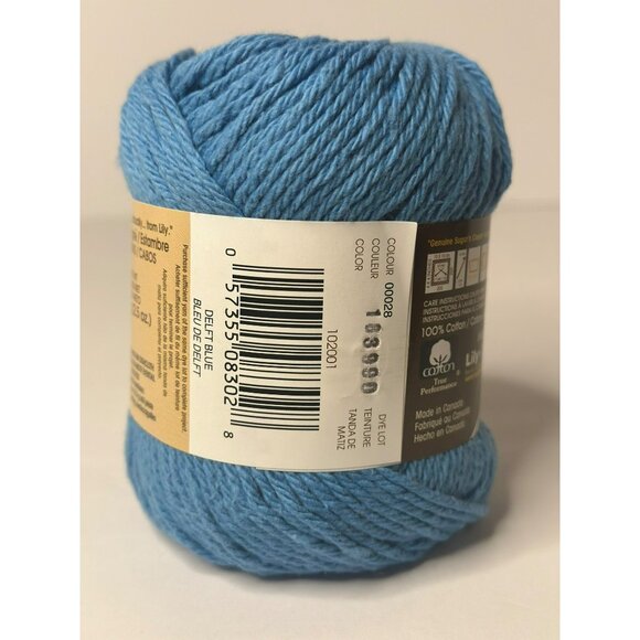 Lily Spinrite Sugars N Cream Yarn Solids "Delft Blue" For Knitting & Crocheting - Picture 3 of 3